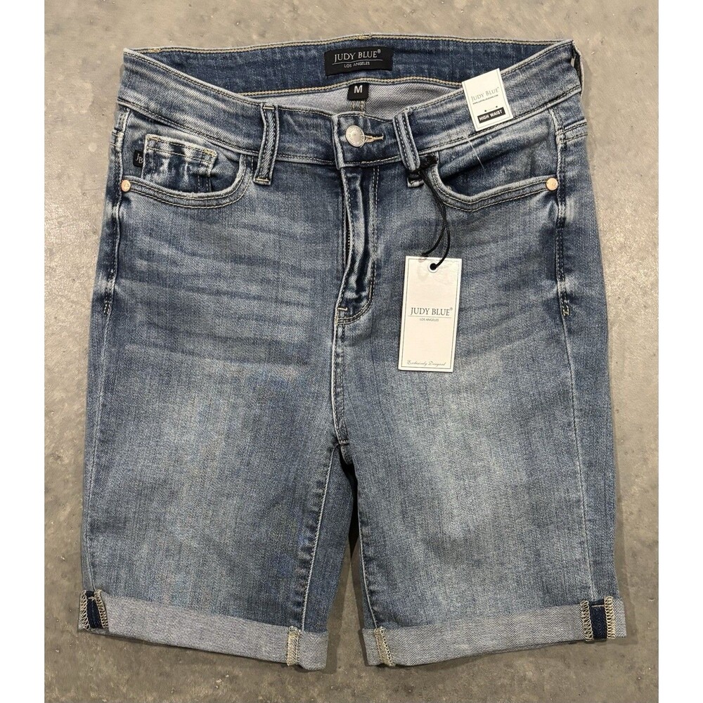 NEW Judy Blue Denim Jean Shorts Women's Medium High Waist Cuffed